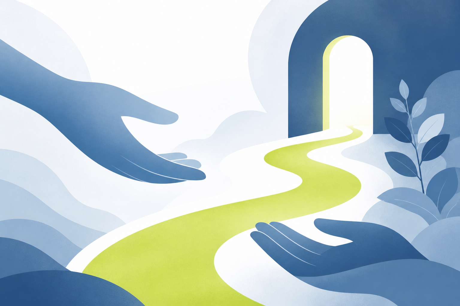 Abstract illustration of a calm path toward support and safer play
